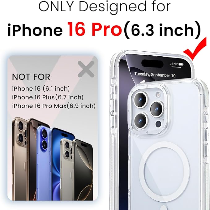 toushion 3 in 1 for iPhone 16 Pro Case Clear - Image 2
