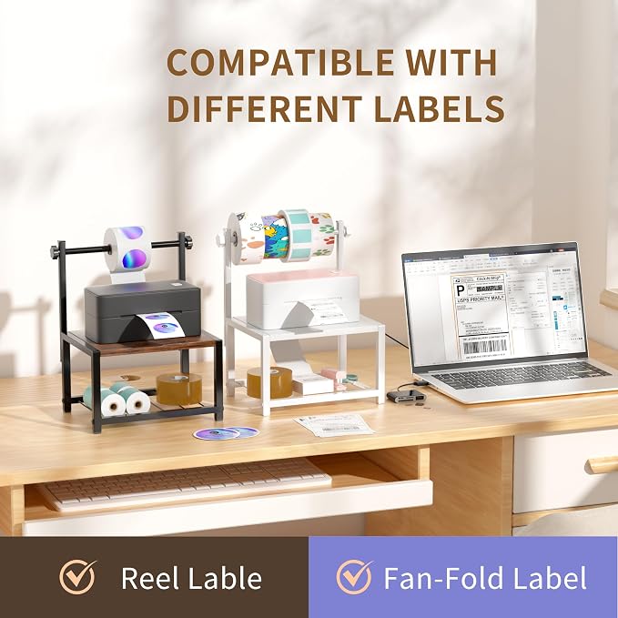Label Holder for Rolls and Fan-Fold Labels, Sturdy Thermal Sticker Holder for - Image 2