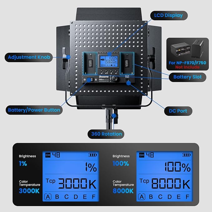 D80 Photography Lighting, 2 Packs LED Video Light - Image 2