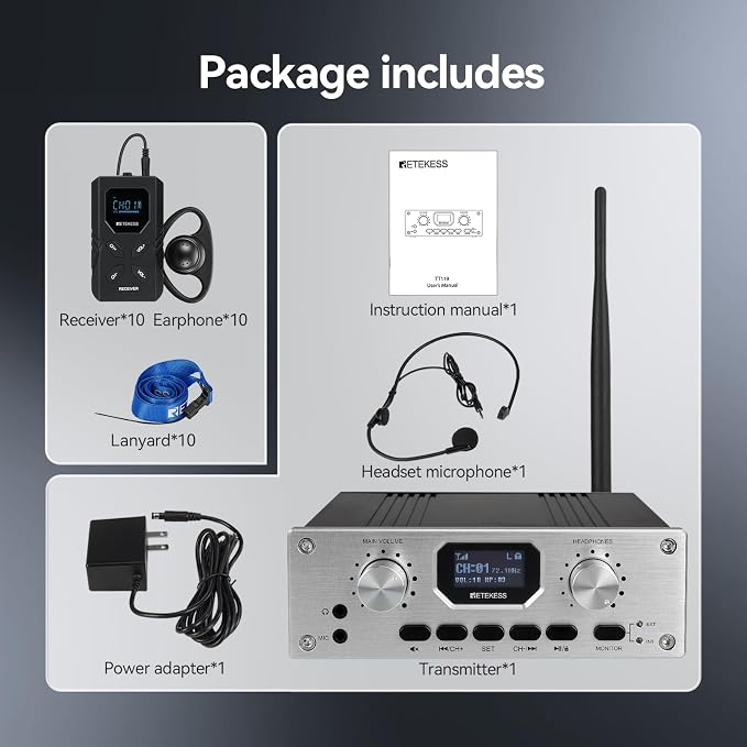 Retekess TT119 Assistive Listening System, Church Translation System, Mute - Image 9