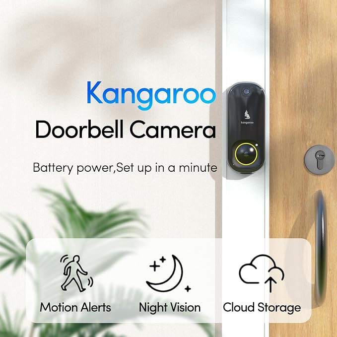 Kangaroo Wireless Doorbell+Chime, HD Camera, Easy Setup, Battery Power - Image 2