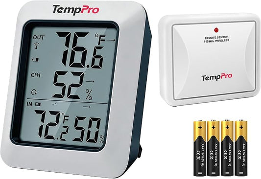 TempPro TP60 Wireless Indoor Outdoor Thermometer Hygrometer by TempPro