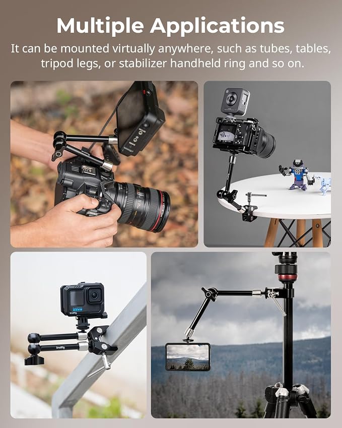SMALLRIG Clamp w/ 1/4" and 3/8" Thread and 9.8 Inches Adjustable Friction Power - Image 8
