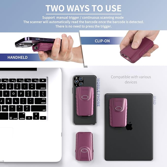 NETUM Bluetooth 2D Barcode Scanner, 3-in-1 Small Portable QR Bar Code Reader - Image 5