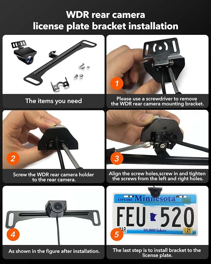WOLFBOX Reverse Rear Camera License Plate Bracket, Installation Holder - Image 3