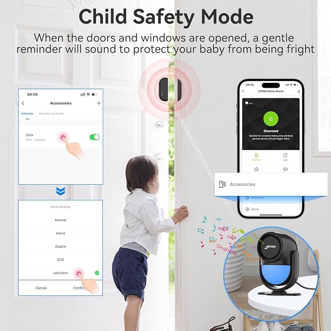 CPVAN WiFi Motion Sensor Alarm System, 125dB Smart PIR Motion Detector - Image 6