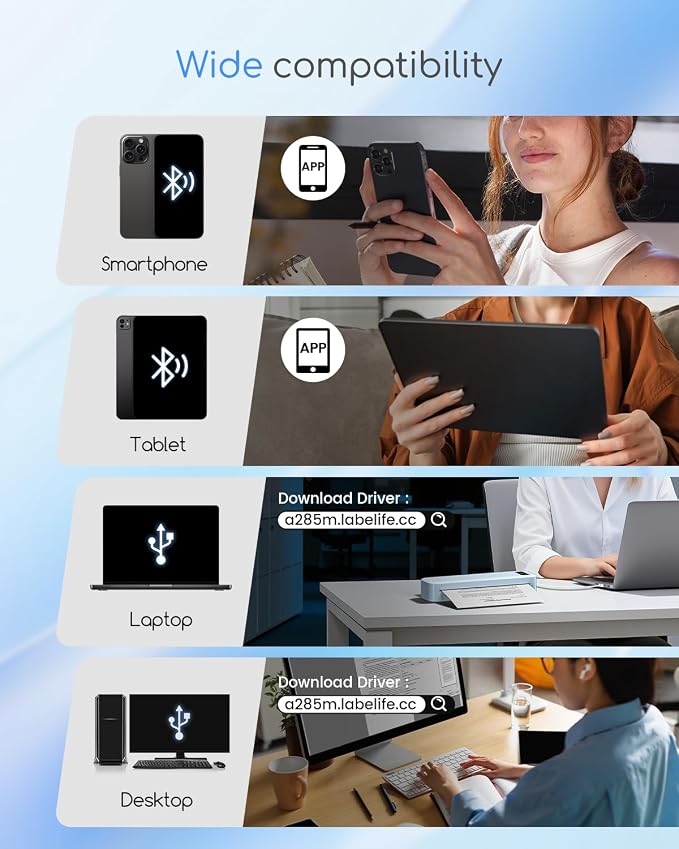 Portable Printers Wireless for Travel, A285M Bluetooth Inkless Thermal Printer - Image 2