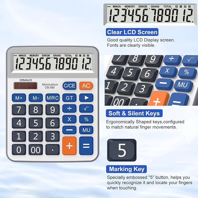 Desktop Calculator Large LCD Display 12 Digit Number Handheld Portable Pocket - Image 4