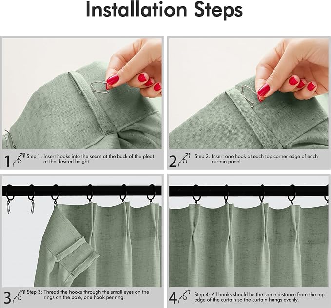 Memory Trained Pinch Pleated Curtains 108 Inches Long, Viral Linen Pinch Pleat - Image 5