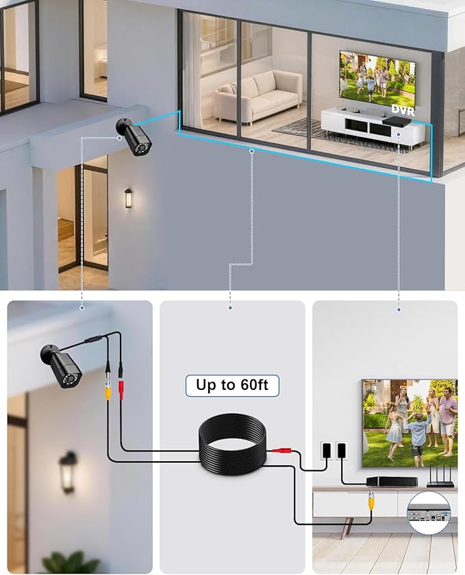 4CH 1080P Wired Security Camera System, AIWIXEN CCTV DVR - Image 2