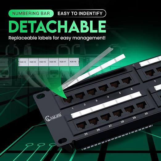 Newyork Cables 48 Port Cat6A Patch Panel, 10Gb Ethernet, 2U 19-Inch Rack or - Image 5