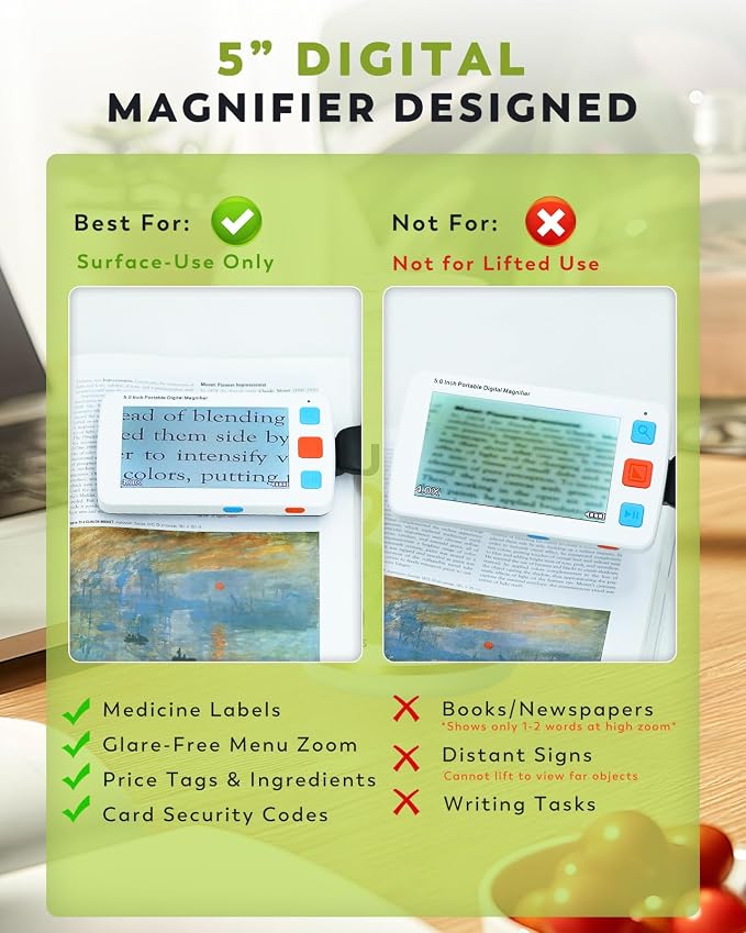 5.0 Inch Portable Digital Magnifier, 4X-32X Zoom Electronic Reading Aid - Image 2