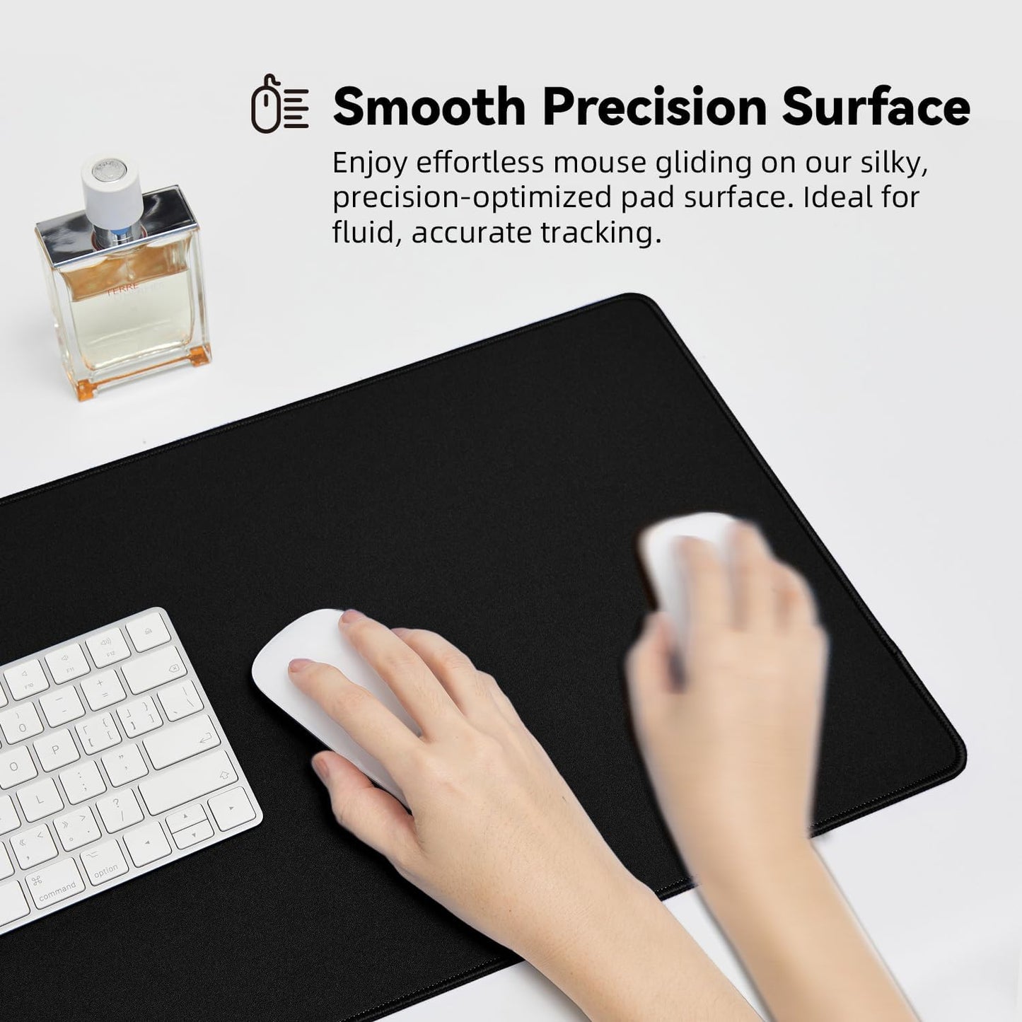 Large Gaming Mouse Pad with Durable Stitched Edges, Non-Slip Rubber Base, Big Computer Keyboard Mouse Mat Desk Pad for Home Office Gaming Work, 11.81"x27.56"x0.08", Black