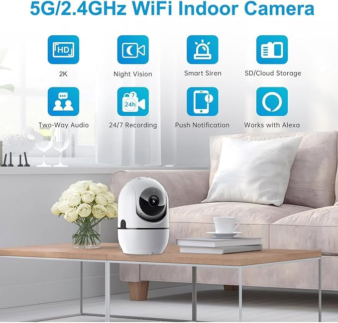 5G&2.4G WiFi Indoor Camera for Home Security, Pan/Tilt Baby/Pet Camera - Image 8