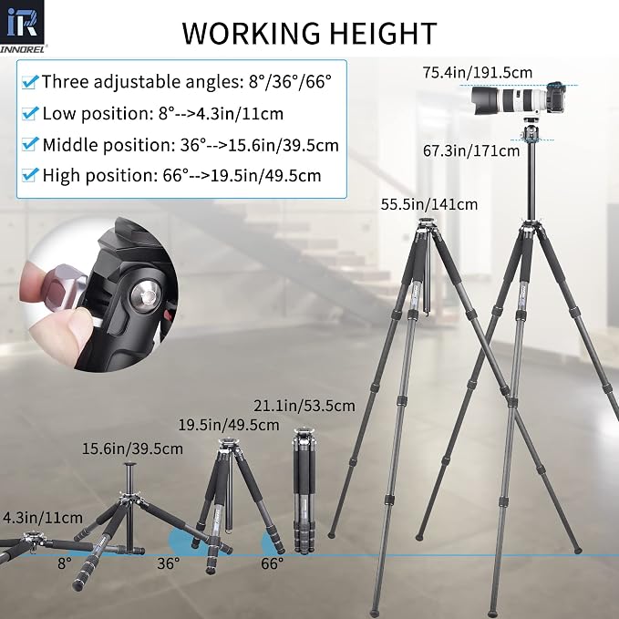 Carbon Fiber Tripod-INNOREL GT324C Professional Compact Portable Tripod - Image 4