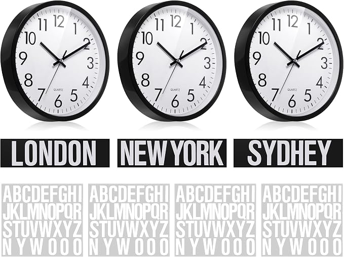 Sasylvia 3 Pcs 10 Inch Wall Clock Battery Operated Round Clock - Image 2