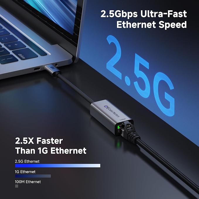Cable Matters USB C to 2.5Gb Ethernet Adapter, 2.5 Gigabit Network Speed - Image 2
