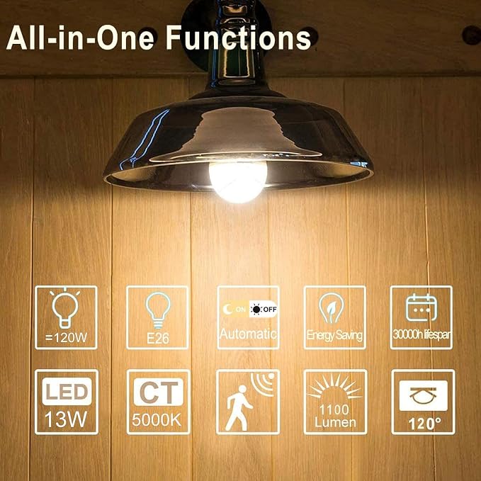 Motion Sensor Light Bulbs Outdoor 2 Packs 13W Security LED Bulb, Indoor E26 - Image 8