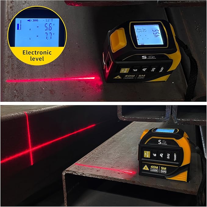 4-in-1 Laser Tape Measure with Laser Level Crosshairs |130ft/40m Laser - Image 6