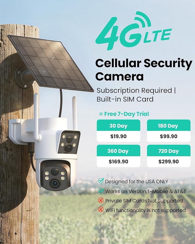 LIWAN 4G LTE Cellular Security Camera Wireless Outdoor, No WiFi Dual Lens - Image 3