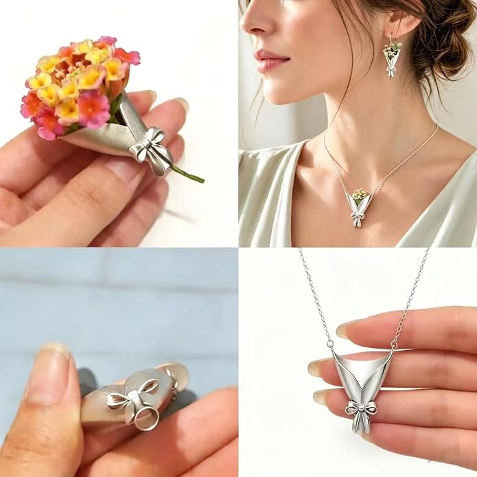 DIY Mini Bouquet Holder Necklace, Artful Wearable Floral Pendant - Image 8
