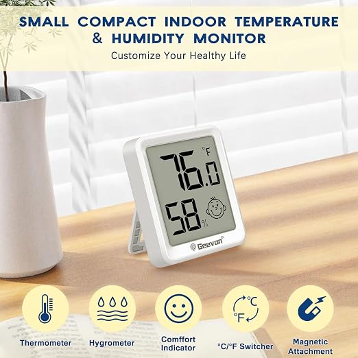 Geevon 6 Pack Mini Digital Hygrometer Gauge Indoor Thermometer – LCD Monitor - Image 2