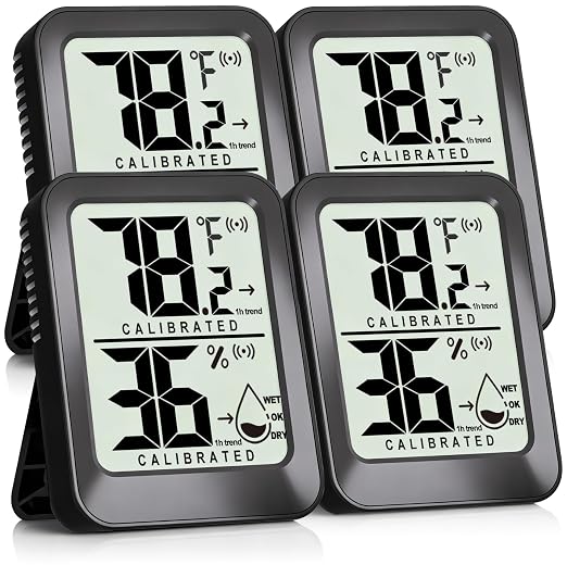 Antonki 4 Pack Mini Room Thermometer Hygrometer Indoor Temperaure and Humidity by Antonki