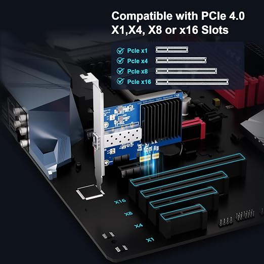 10Gtek Gen4 NIC, 10Gb/s PCIe Network Adapter, 10G CNA, Single SFP+ Port - Image 5