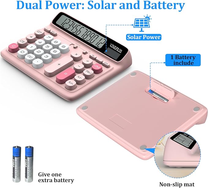 Desktop Calculator with Extra Large 5-Inch LCD Display, 12-Digit Two Way Power - Image 5