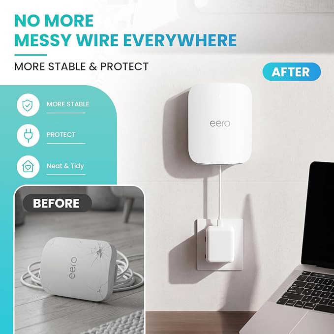 Wall Mount Holder for eero Pro 7 Router Mesh Wi-Fi System – No Messy Wires - Image 4