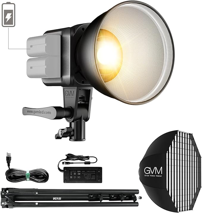 GVM Great Video Maker GVM 80W Bi-Color COB Video Light Kit, 2700K~7500K by GVMGreatVideoMaker