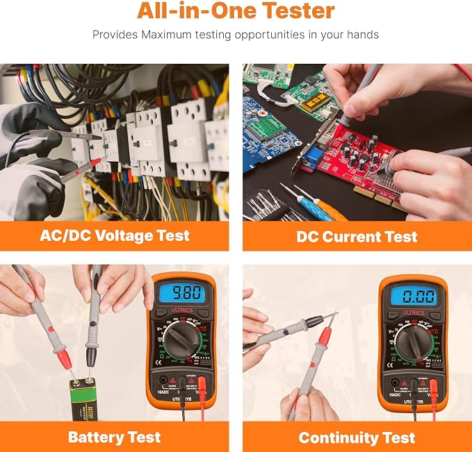 Digital Multimeter Tester by ULTRICS, Data Hold and Test Leads - Image 4