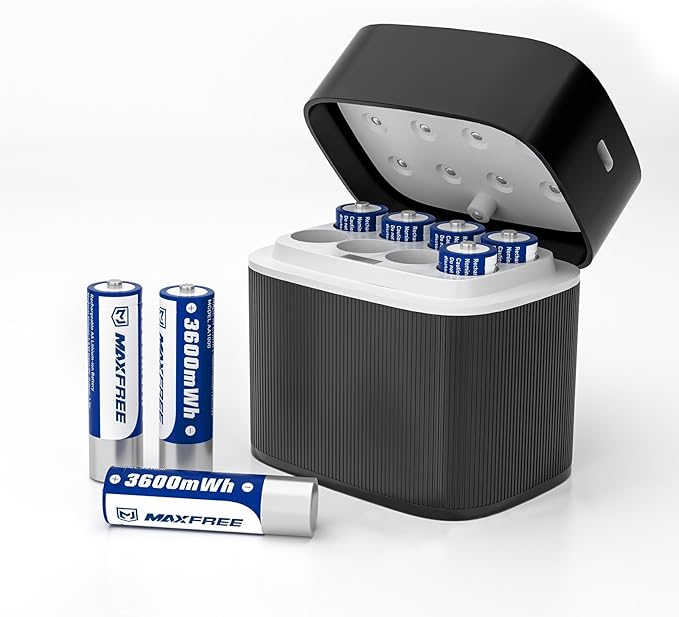 Maxfree 8-Pack Rechargeable AA Lithium Batteries by MAXFREE