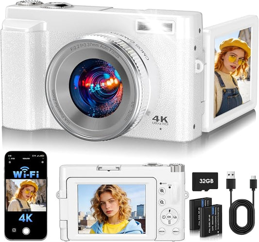 64MP Digital Camera for Photography, 2026 New WiFi 4K Vlog Video Camera for by Unknown