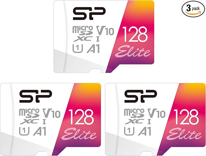 Silicon Power 3-Pack 128GB Elite UHS-I microSDXC Memory Card by SPSiliconPower