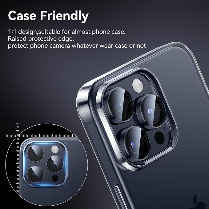 WSKEN for iPhone 15 Pro/iPhone 15 Pro Max Camera Lens Protector, Shatterproof - Image 5