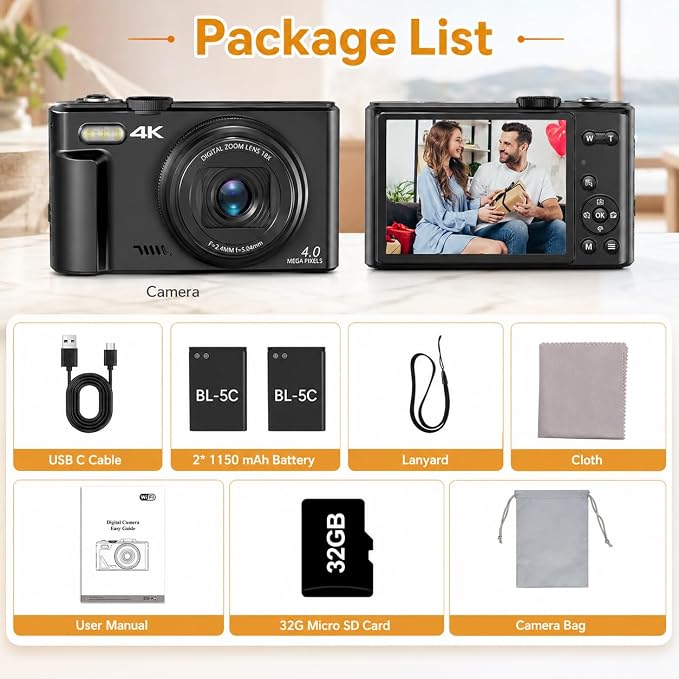 4K Digital Camera for Photography, 64MP Vlogging Camera for YouTube - Image 8