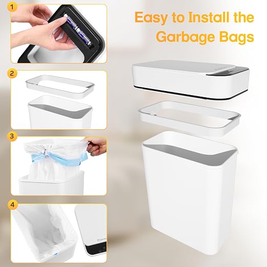 Bathroom Trash Can Automatic Touchless 2.6 Gallon Small Smart Trash Cans - Image 6