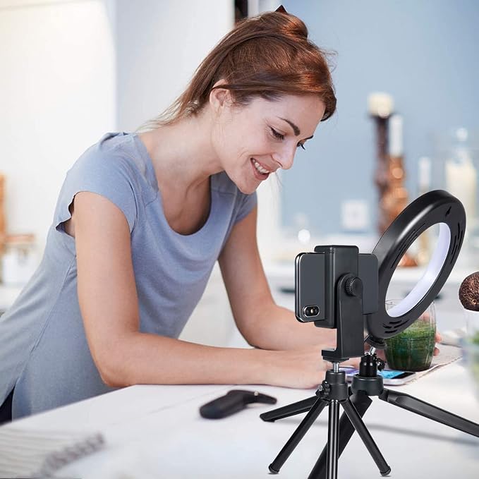 2 in 1 LED 6" Ring Light with Tripod Stand & Clamp - Image 5