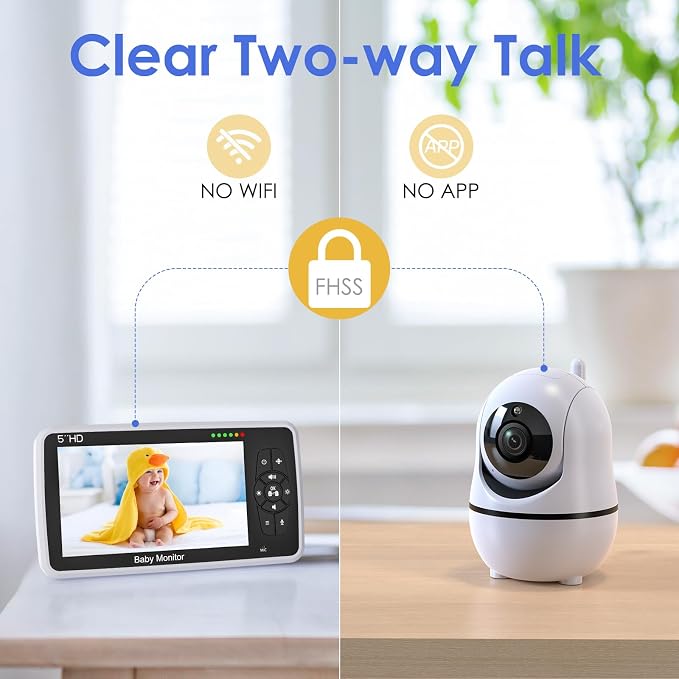 Baby Monitor with Camera and Audio, 4000mAh Long Battery Life, Pan-Tilt-Zoom - Image 6