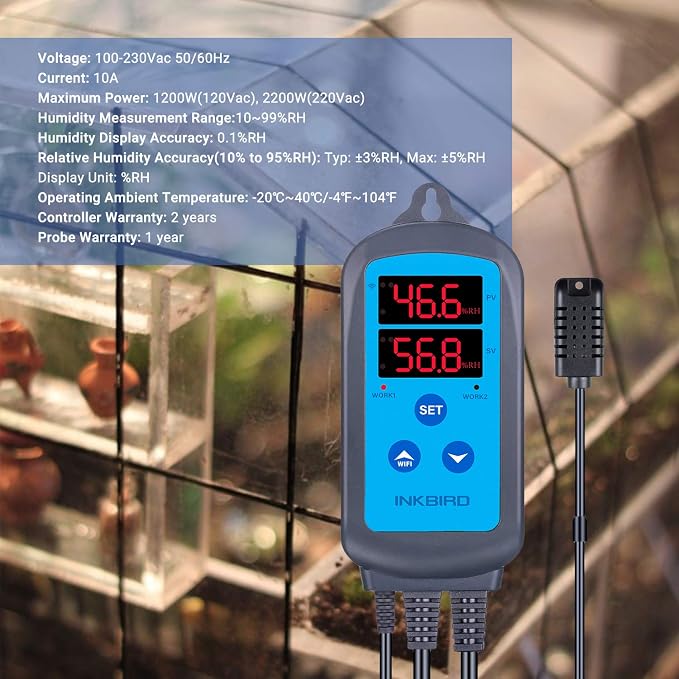Inkbird Digital Wi-Fi Humidity Controller IHC-200 Dual Outlet Pre-Wired - Image 7