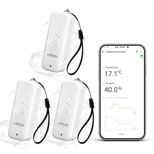 eMylo Zigbee Temperature Humidity Sensor-3 Pack, IP65 Indoor Outdoor by eMylo