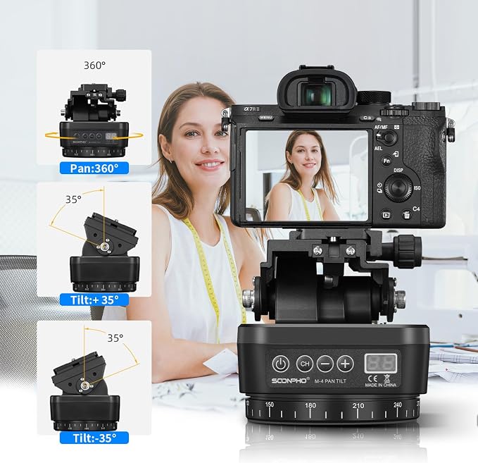 Soonpho M4 Motorized Rotating Panoramic Tripod Head, Remote Control 360° Pan - Image 2