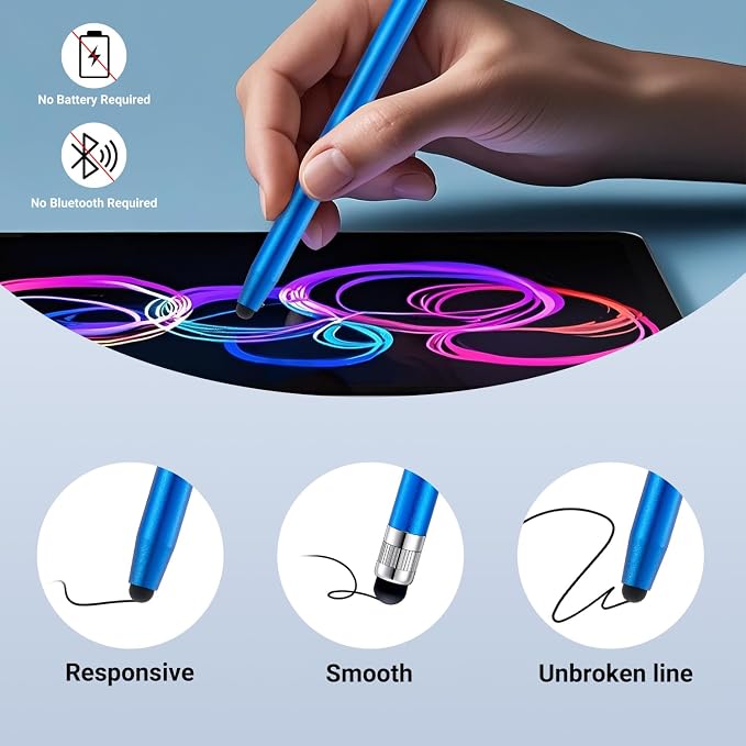 LINFANC 12Pcs Stylus Pen for Touchscreen, 2-in-1 High Precision & Sensitivity - Image 2
