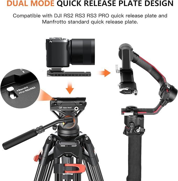 COMAN 74" Camera Tripod, Heavy Duty Video Tripod - Image 5