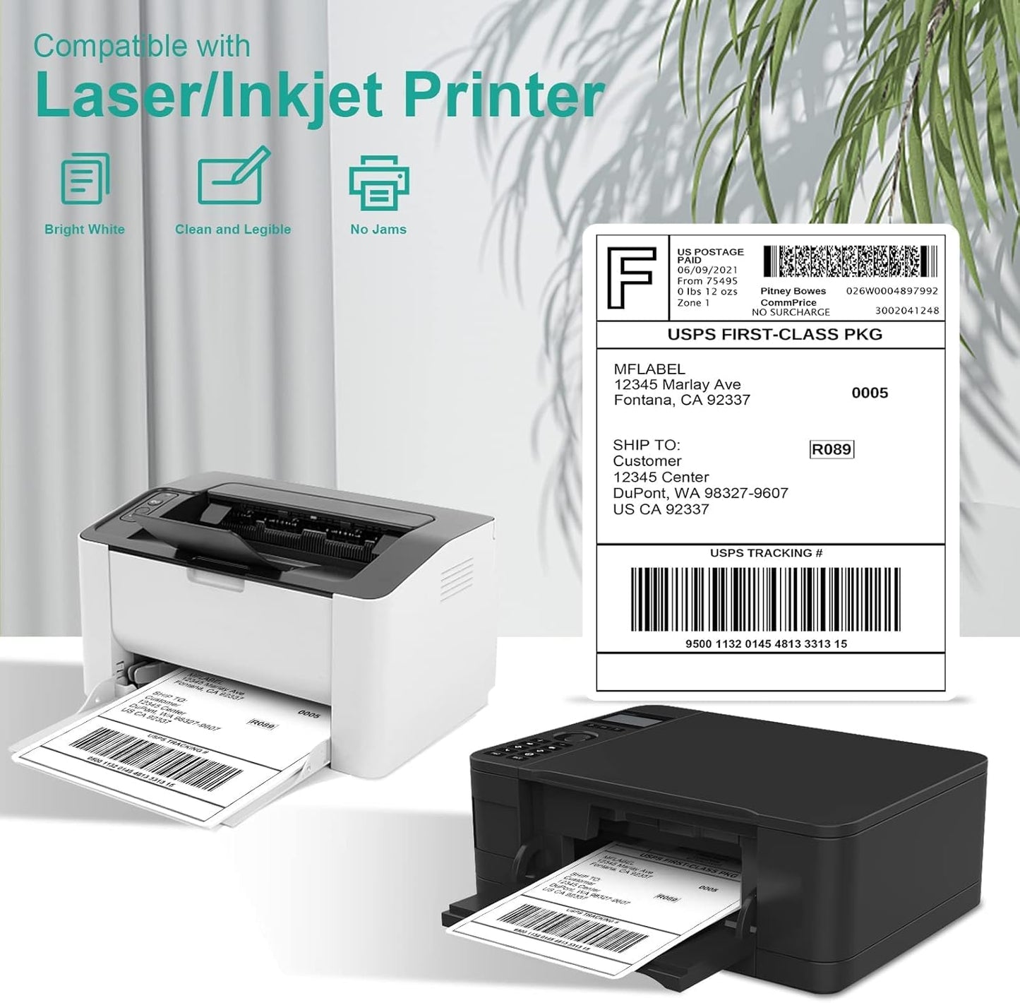 MFLABEL Full Sheet Sticker Label, Address Sticker, White Matte Label Paper, 8-1/2" x 11" Shipping Labels for Laser & Inkjet Printer (1200 Labels, 1200 Sheets)