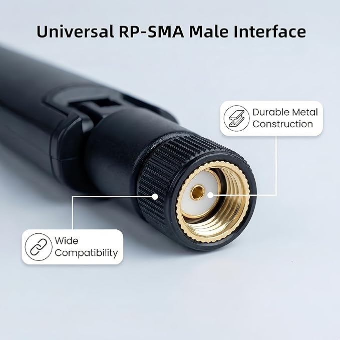 2X WiFi 6E Tri-Band Antenna 10dBi 2.4GHz/5GHz/5.8GHz High Gain MIMO RP-SMA Male - Image 4
