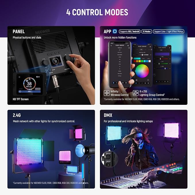 NEEWER 2 Pack PL60C RGB LED Panel Video Light Kit - Image 5