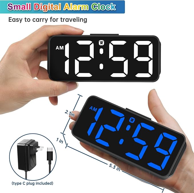 Peakeep Small Tiny Digital Alarm Clock Plug in - Image 3