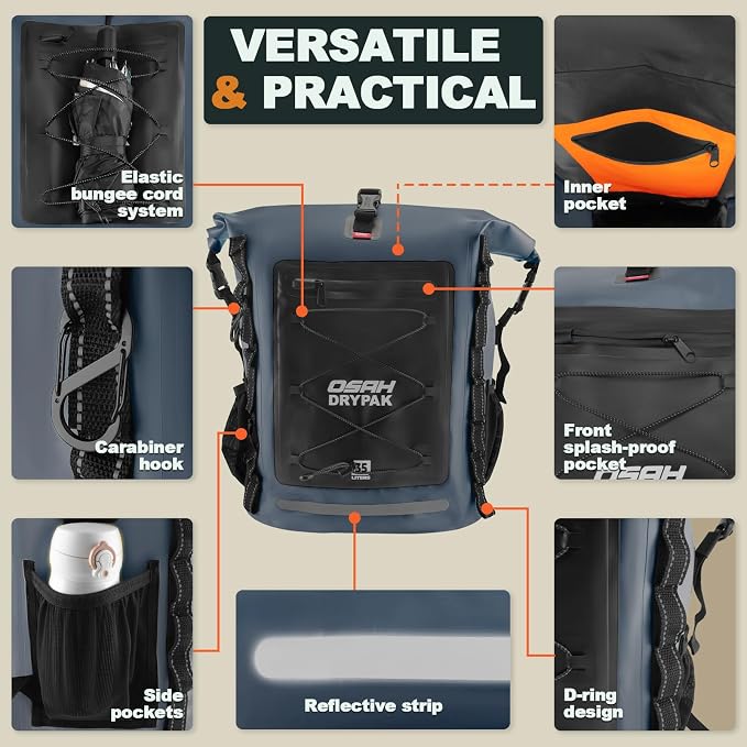 OSAH DRYPAK Waterproof Backpack Dry Bag 35L/55L/85L – Heavy Duty Roll-Top - Image 3